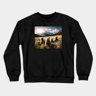 Baby Bears in a Meadow Crewneck Sweatshirt